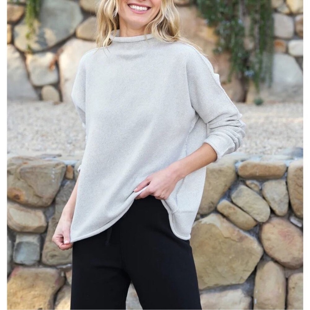 Frank and Eileen Monterey Rolled Funnel Neck Sweater Rollneck Grey Gray XL